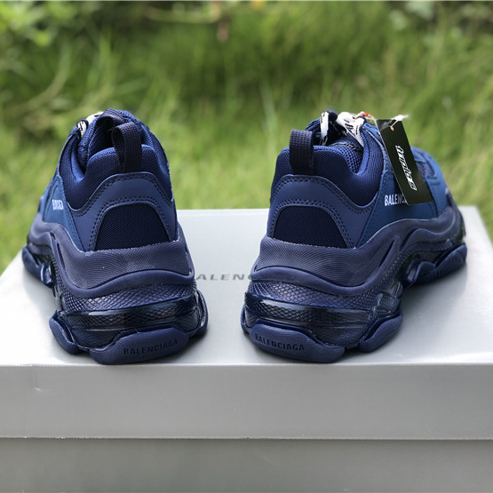 Balenciaga Triple S Clear Sole Sneakers In Navy Blue