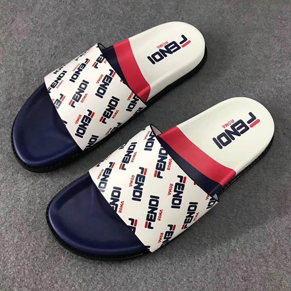 Fendi multicolor hotsell leather slides